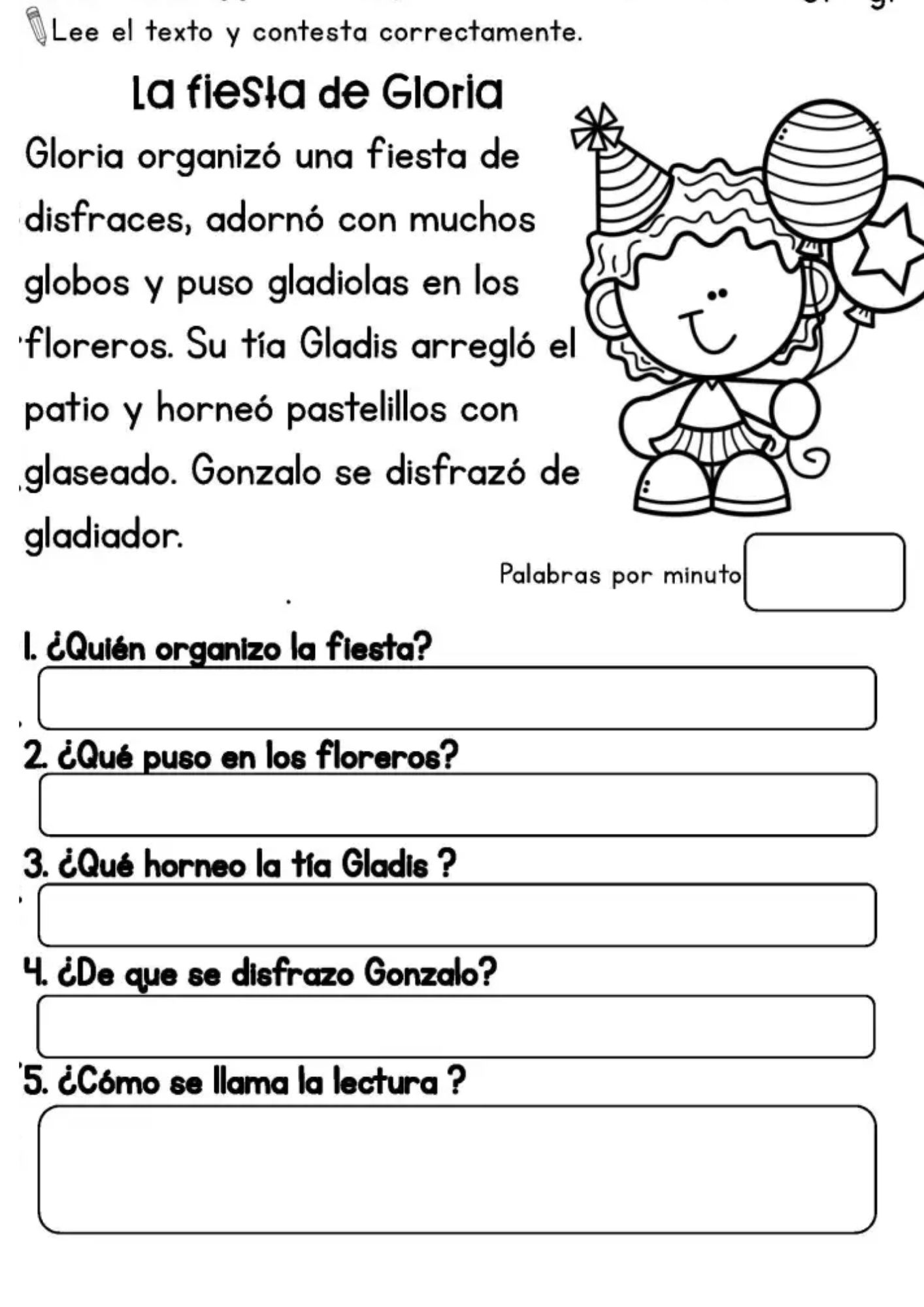 Fichas de lectura 1 primaria