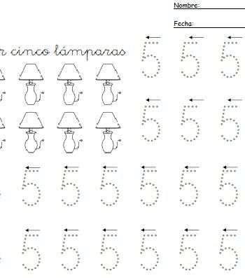 Actividades de escritura y lectura relacionadas con el número 5 3