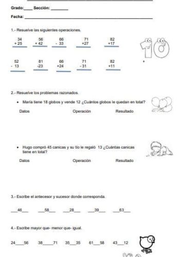 Actividades de repaso en matemáticas 3