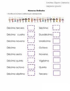 Actividades prácticas y manipulativas con ficha de numeros ordinales 2