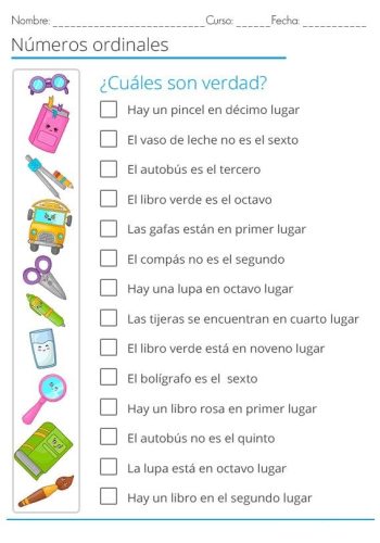 Actividades prácticas y manipulativas con ficha de numeros ordinales 3