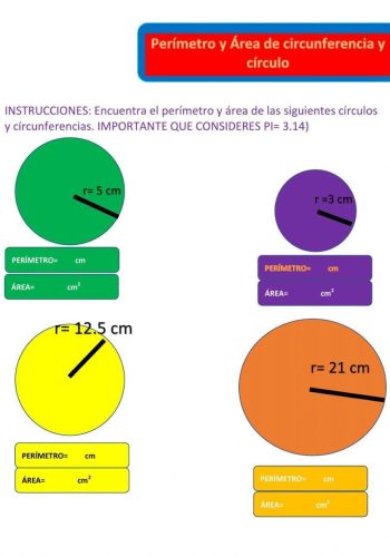 Área y perímetro de círculos 1