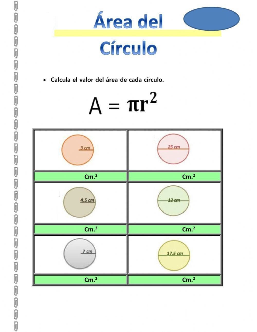 Área y perímetro de círculos 2