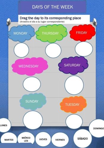 Creación de fichas dias de la semana en ingles interactivas en línea 1