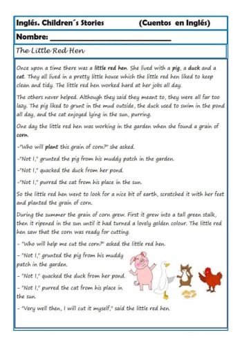 Cuentos y actividades de comprensión lectora en inglés 2