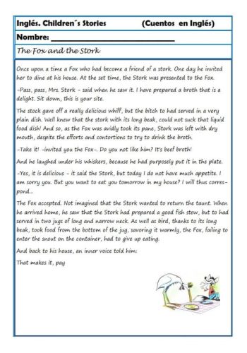 Cuentos y actividades de comprensión lectora en inglés 3