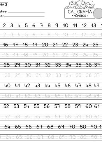 Ejercicios de caligrafía para letras y números 1