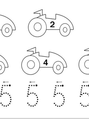 Ejercicios de escritura y reconocimiento del número 5 3