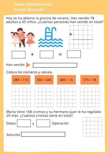 Ejercicios de sumas con llevadas 3