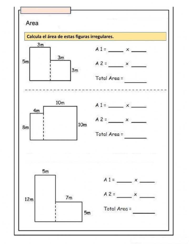 Fichas de áreas y perímetros