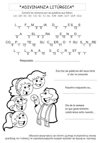 Ejercicios y juegos sobre la vida de Jesús y la Eucaristía 1