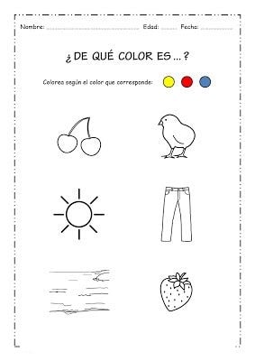 Ficha de color rojo y actividades para trabajar diferentes asignaturas 1