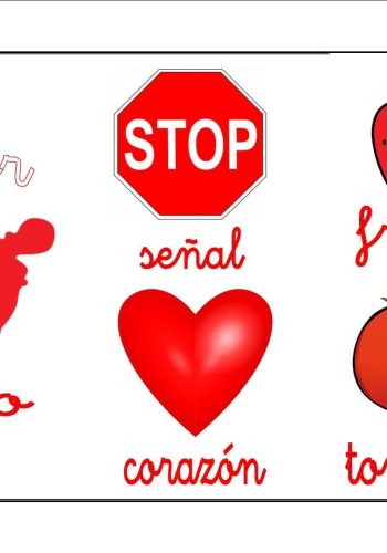 Ficha de color rojo y actividades para trabajar diferentes asignaturas 2