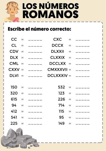 Fichas de divisiones con números romanos 2