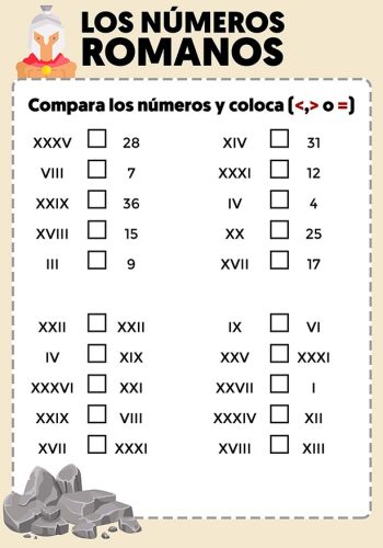 Fichas de números romanos