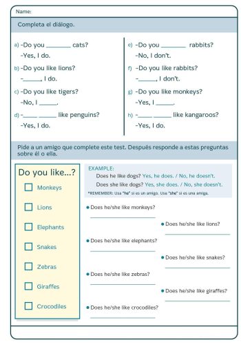 Fichas de gramática y vocabulario 2