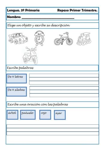 Fichas de repaso 3 primaria de repaso para lectoescritura 3
