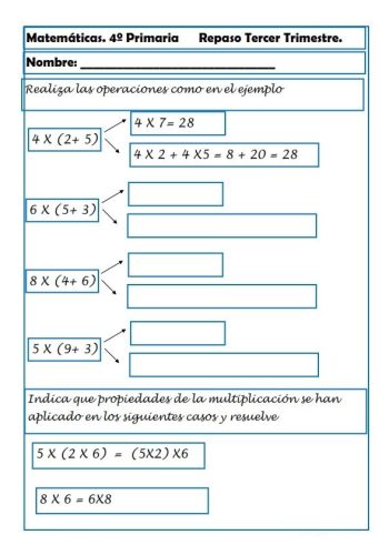 Fichas de repaso 4 primaria de Matemáticas 1
