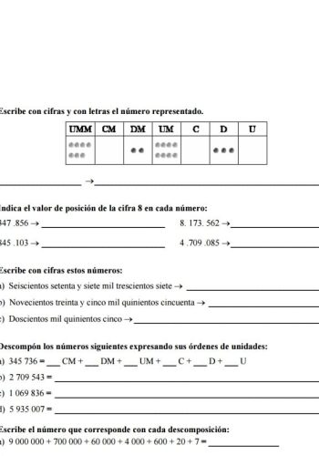 Fichas de repaso 5 primaria de actividades para el repaso de operaciones 1