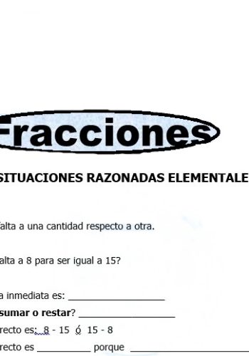 Fichas de fracciones y problemas matemáticos 1