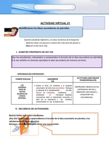 Identificación de ideas principales, interrogantes y términos desconocidos 1