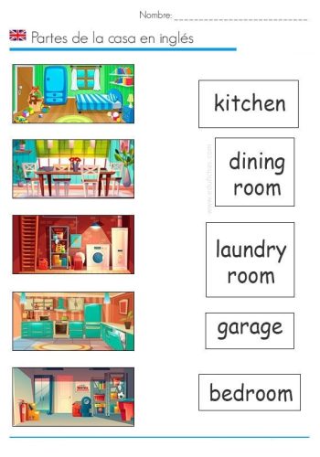 Juegos divertidos para practicar las partes de la casa en inglés 3