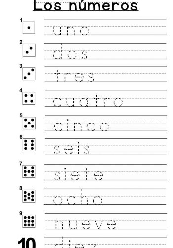 Practicar la escritura de los números 1