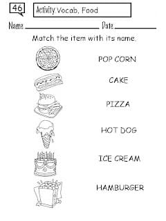 Preguntas frecuentes sobre las fichas de comida en inglés para imprimir 2