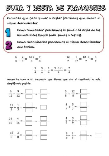Problemas de suma y resta de fracciones 2