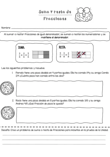 Problemas de suma y resta de fracciones 3