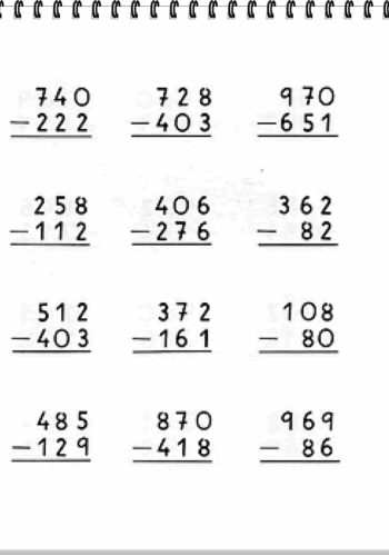 Ejercicios de restas con llevadas de dos y tres cifras 2