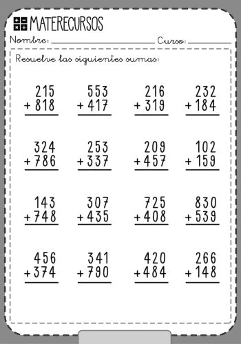 Sumas con números de tres cifras 1
