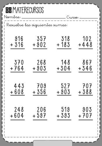Sumas con números de tres cifras 2