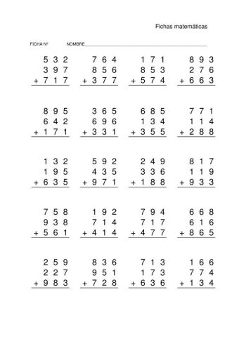 Sumas con números de tres cifras 3