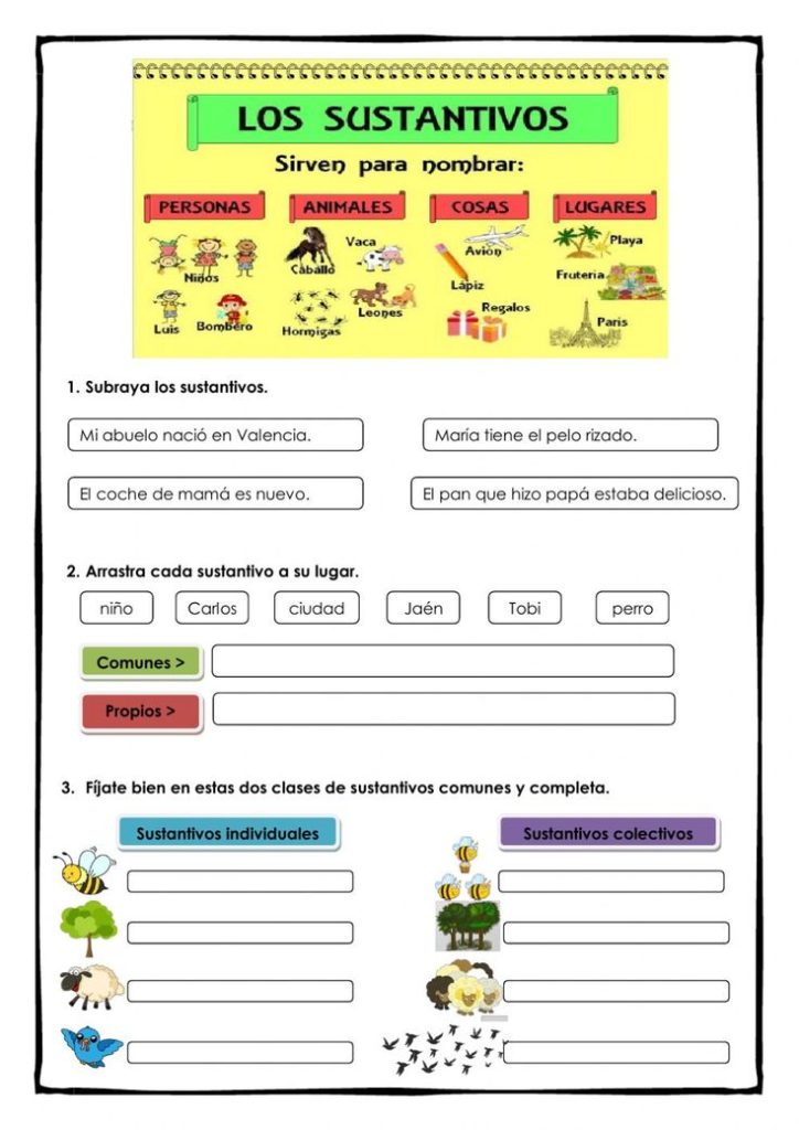 Fichas de sustantivos