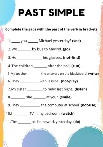 Fichas interactivas para practicar el pasado simple 1