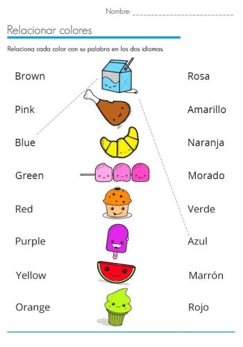 Nombres de colores en inglés y español 1