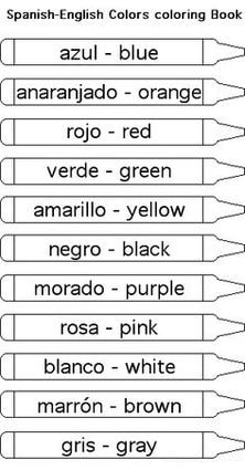 Nombres de colores en inglés y español 2