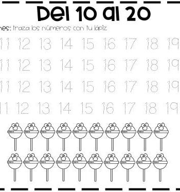 Fichas de números del 1 al 20