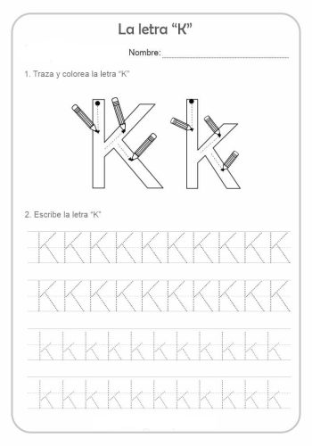 Fichas de la K para colorear 1