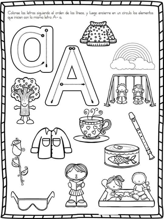 Fichas de la A para colorear 1