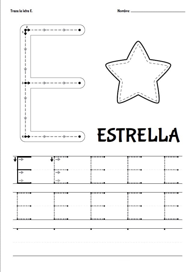 Fichas de la E mayúscula 1