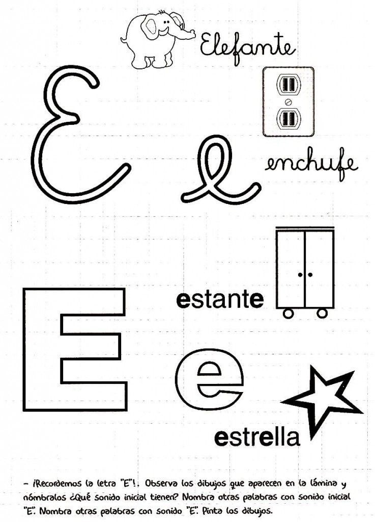Fichas de la E: Actividades y recursos para el aprendizaje en español