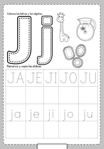Fichas de la J para colorear 2