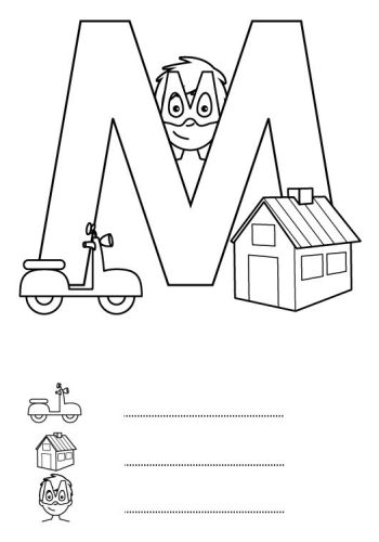 Fichas de la M para colorear 1