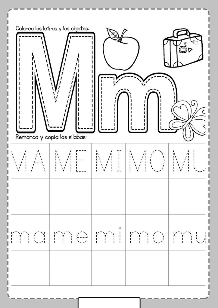 Fichas de la M para colorear 2