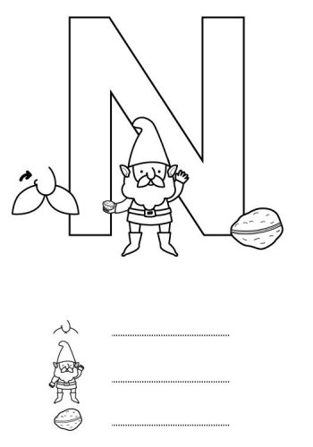 Fichas de la N para colorear 3