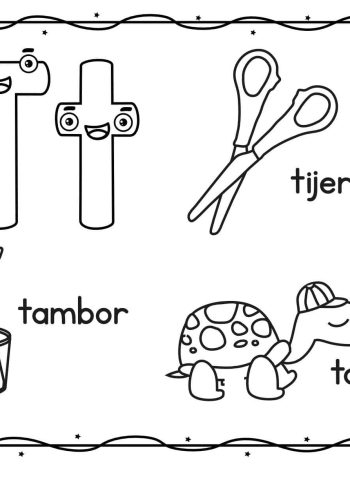 Fichas de la T para colorear 1