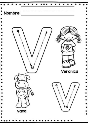 Fichas de la V para colorear 1