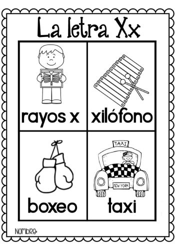 Fichas de la X para colorear 1